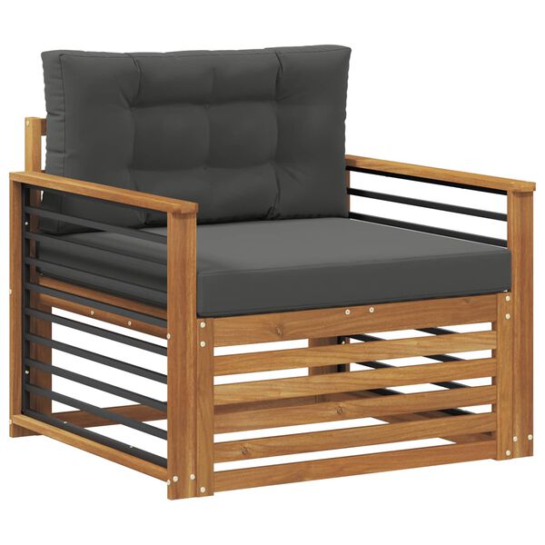 vidaXL Комплект дивани за открито Солидно акациево дърво и полиестер