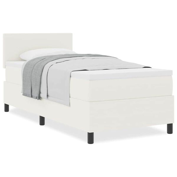 vidaXL Легло с пружинирана основа Слонова кост и бяло