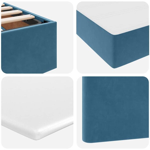 vidaXL Легло с място за съхранение и LED Тъмен син 200 x 200 cm Кадифе