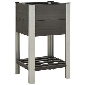 vidaXL Градинска повдигната леха с рафт, 50x50x90 см, WPC, сива