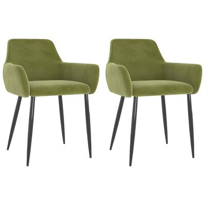 vidaXL Трапезни столове, 2 бр, светлозелени, кадифе
