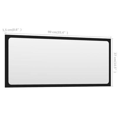 vidaXL Огледало за баня, черно, 90x1,5x37 см, ПДЧ
