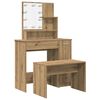 vidaXL Комплект тоалетка с LED Artisan Oak Engineered Wood