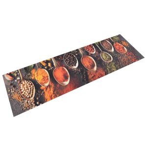 vidaXL Кухненско килимче, миещо, лъжица и подправки, 45x150 см, кадифе