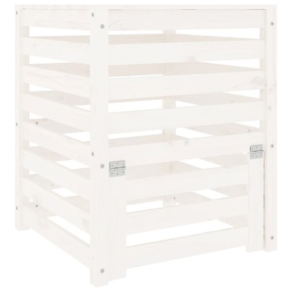 vidaXL Компостер, бял, 63,5x63,5x77,5 см, борово дърво масив