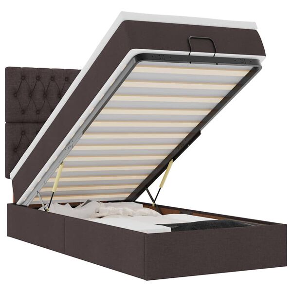 vidaXL Османска легло с матрак и LED, тъмнокафяво, 80x200 см, плат