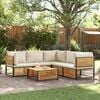vidaXL Градински диван с възглавници, 6 части, масив акация