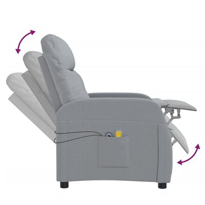 vidaXL Електрически масажен стол, светлосив, текстил