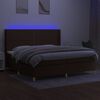 vidaXL Боксспринг легло с матрак и LED, тъмнокафява, 200x200 см, плат