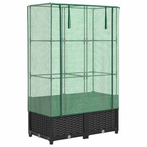 vidaXL Повдигнато легло с оранжерия калъф, ратанов вид, 80x40x138 см
