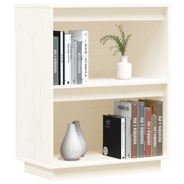 vidaXL Конзолен шкаф, бял, 60x34x75 см, бор масив