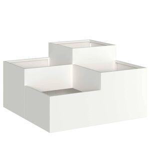 vidaXL Градинска саксия Бяло 80 x 80 x 48 см Стомана