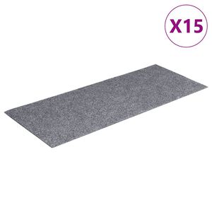 vidaXL Изтривалки за стълби, самозалепващи се, 15 бр., 60x25 см, светлосиви, правоъгълни