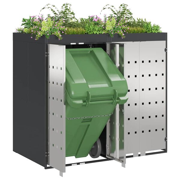 vidaXL Контейнер за съхранение на 3 коша 340 x 77.5 x 115.5 см Стомана