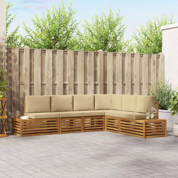 vidaXL Комплект дивани за открито 6 Брой Натурален и Бежов