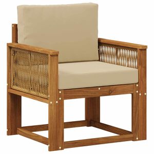 vidaXL Среден диван за открито Солидно акациево дърво Натурално