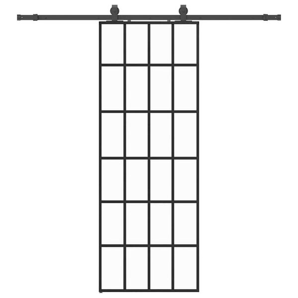 vidaXL Плъзгаща се врата с обков черна 76x205 см ESG стъкло