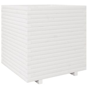 vidaXL Градински сандък, бял, 70x70x72,5 см, масивна борова дървесина