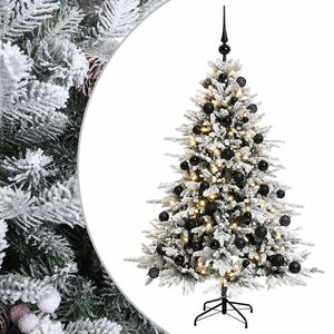 vidaXL Изкуствена коледна елха с топки 120 см 150 LED светодиода