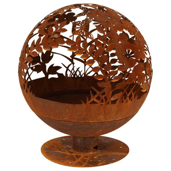 Esschert Design Огнище, лазерно изрязани цветя, ръждивокафяво, FF294