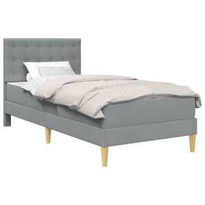 vidaXL Рамка за легло с матрак Светлосиво 90 x 190 cm Текстил