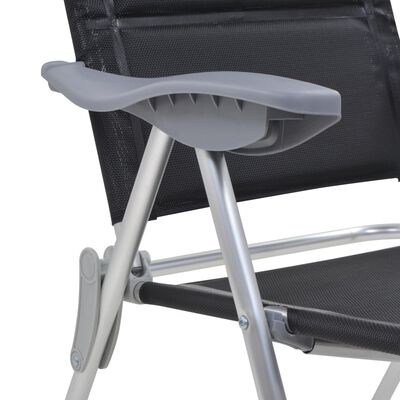 vidaXL Къмпинг столове, 2 бр, черни, 58x69x111 см, алуминий