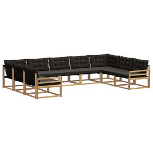 vidaXL Комплект дивани за открито с възглавница 9 pcs Бяло и черно