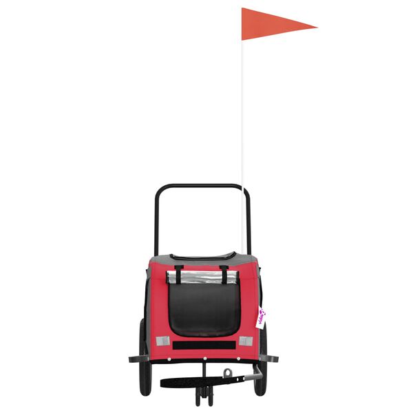 vidaXL Ремарке за колело за любимци черно червено Оксфорд плат желязо