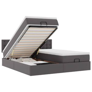 vidaXL Османска легло с матраци, сиво, 180x200 см, изкуствена кожа