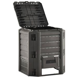 vidaXL Градински компостер, черен, 380 л