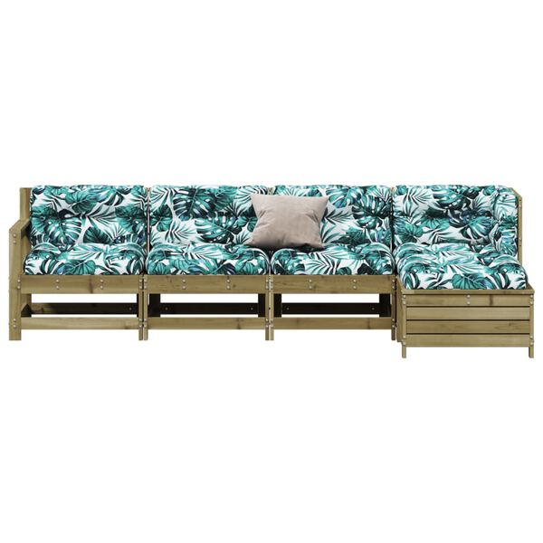 vidaXL Градински лаундж комплект 5 части с възглавници импрегниран бор