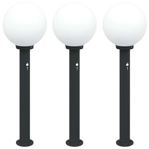 vidaXL Осветителни стълбове с датчик, 3 бр., 80 см, черни, IP44