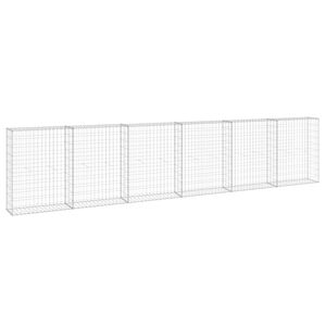 vidaXL Габионна стена с капаци, поцинкована стомана, 300x30x100 см