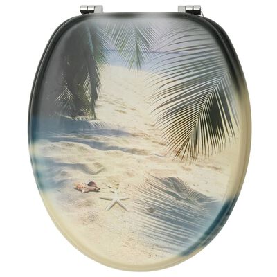 vidaXL WC тоалетна седалка с капак, МДФ, дизайн плаж