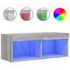 vidaXL ТВ шкаф с LED осветление, сив сонома, 80x30x30 см