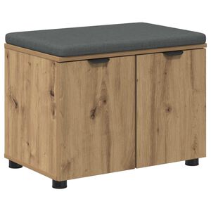 vidaXL Пейка за коридор с възглавница с врата Дъб 60 x 38 x 46 см