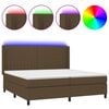 vidaXL Боксспринг легло с матрак и LED, тъмнокафяво, 200x200 см, плат