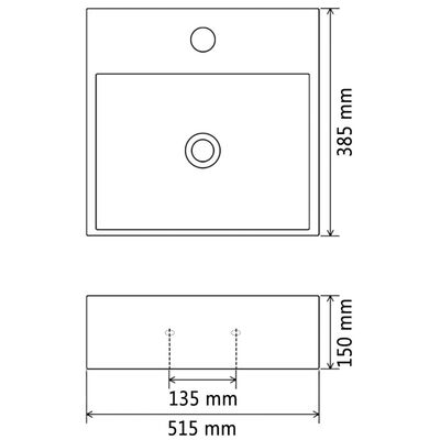 vidaXL Мивка с отвор за кран, керамична, бяла, 51,5x38,5x15 см