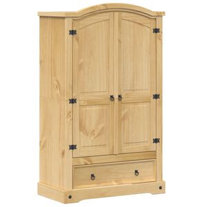 vidaXL Гардероб "Corona" 101x52x170 см, масивна дървесина, бор