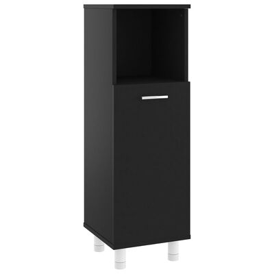 vidaXL Комплект мебели за баня от 4 части, черен, ПДЧ