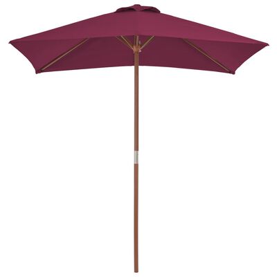 vidaXL Градински чадър с дървен прът, 150x200 см, бордо червено