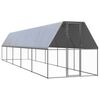 vidaXL Външна клетка за пилета, 2x10x2 м, поцинкована стомана