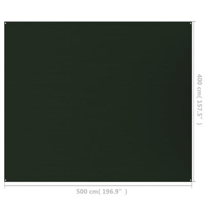 vidaXL Килим за палатка, 400x500 см, тъмнозелен, HDPE