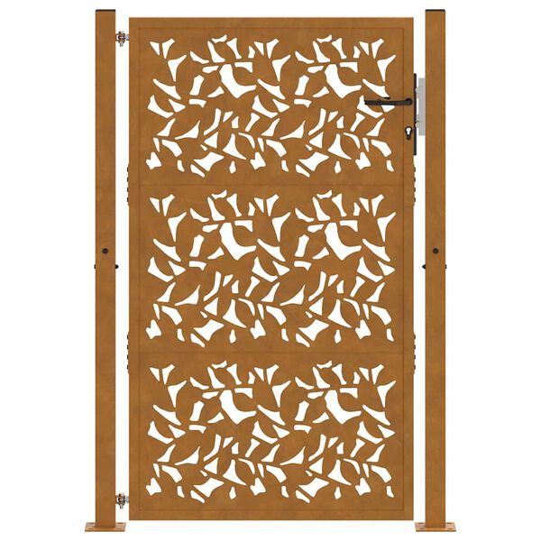 vidaXL Градинска порта 100x150 см, дизайн с листо, устойчиво на атмосферни влияния, стомана