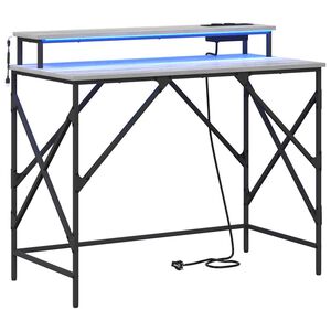 vidaXL Бюро Сив Сонома 100 x 50 x 86,5 см Инженерна дървесина