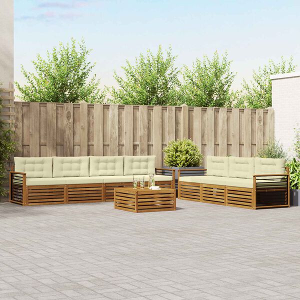 vidaXL Комплект дивани за открито 8 pcs Натурален и Крема