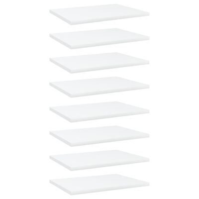 vidaXL Рафтове за етажерка, 8 бр, бели, 40x30x1,5 см, ПДЧ