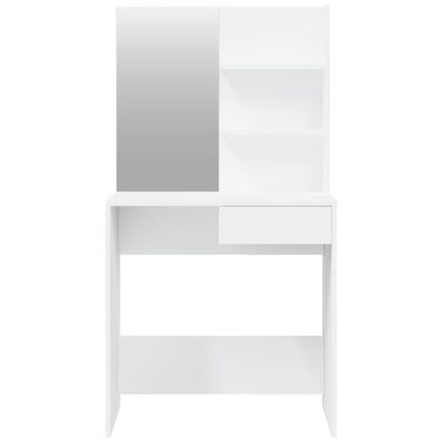 vidaXL Тоалетка с огледало, бяла, 74,5x40x141 см