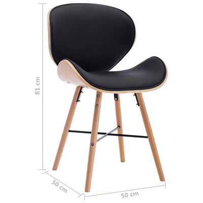 vidaXL Трапезни столове, 2 бр, черни, изкуствена кожа и извито дърво