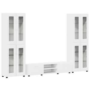 vidaXL Комплект ТВ шкаф с чекмедже с рафт FLORIN Бяло Инженерно дърво